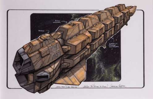 Lot 1511 - Eaves artwork of Cardassian Freighter for ST: DS9