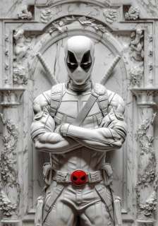 Artxlife - Deadpool White Marble Relief [XXL] | Catawiki