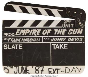 Empire of the Sun 2nd unit clapperboard....