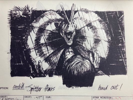 Jurassic Park - 55 Storyboards - Nedry attacked by Dilophosaurus scene - Universal Pictures | Catawiki