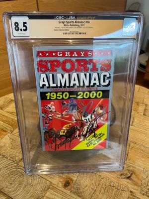 Metro Publishing - Back to the Future Grays Sports Almanac Replica - signed by Michael J.Fox & Christopher Lloyd - JSA - 2022
