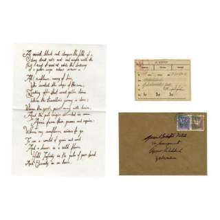 THE GRAND BUDAPEST HOTEL (2014) - Lot #1286 : M. Gustave‘s (Ralph Fiennes) Envelope, Poem, and Train Ticket