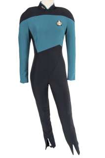 Lot 255 - MARINA SIRTIS "DEANNA TROI" STARFLEET UNIFORM FROM STAR TREK: THE NEXT GENERATION WITH DVD