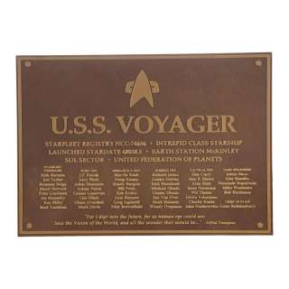 STAR TREK: VOYAGER (1995-2001) - Lot #323 : Michael and Denise Okuda Collection: Back-Up USS Voyager Dedication Plaque