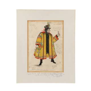 CHITTY CHITTY BANG BANG (1968) - Lot #60 : Hand-drawn Child Catcher (Robert Helpmann) Costume Design and Costume Swatches