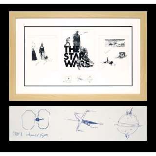 STAR WARS: A NEW HOPE (1977) - Lot #342 : Hand-Drawn Early Starship and Death Star Concepts by George Lucas with Hand-Annotated Printed References