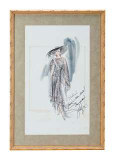 Lot 513 - CHARLIE‘S ANGELS: JACLYN SMITH SIGNED "KELLY GARRETT" NOLAN MILLER COSTUME SKETCH
