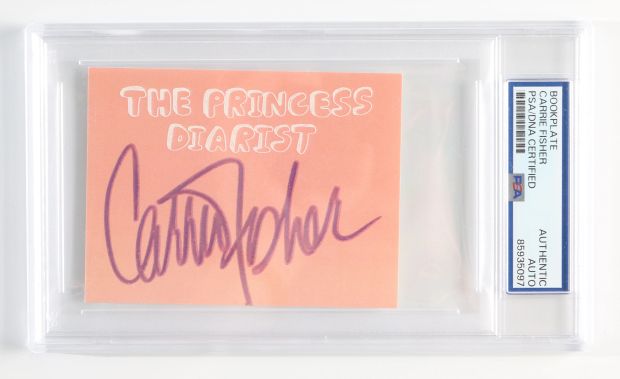 Carrie Fisher: The Princess Diarist (PSA Encapsulated) Bookplate Signed by Star Wars Princess Leia Actress & Author Carrie Fisher | SWAU