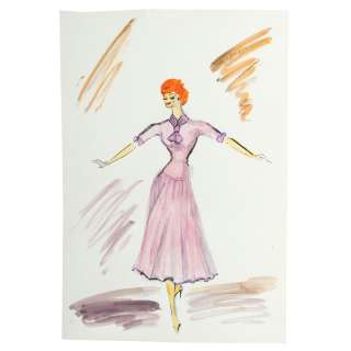 I Love Lucy | Set of Lucille Ball and Vivian Vance Costume Sketches from I Love Lucy or The Lucy Show | Blacksparrow