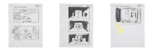 Lot 588 - The Big Lebowski | Three Pages, Scene 36 / Set-Up 6 - 7 And 9 | "Maude‘s Loft Scene" Original Storyboards