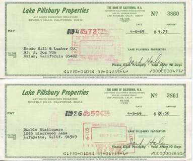 Lot 54 - Lot 2 Original Jack Haley Lake Pillsbury Checks
