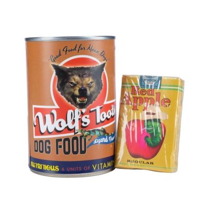 ONCE UPON A TIME... IN HOLLYWOOD (2019) - Lot #885 : Box of Red Apple Cigarettes and Wolf‘s Tooth Dog Food Can