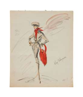Kay Thompson | "Funny Face" Edith Head "Bonjour Paris" Costumes Design Illustration | Julien’s