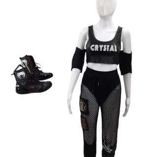 Heels Crystal Tyler Kelli Berglund Screen Worn Elite Boxing Shoe, Mesh Pants, Pleather Crop Top, Bubble Knee Pad, Oval Elbow Pad & Hi-Cut Underwear Ch Multiple Sc Multiple Ss 2 | VIP Fan Auctions