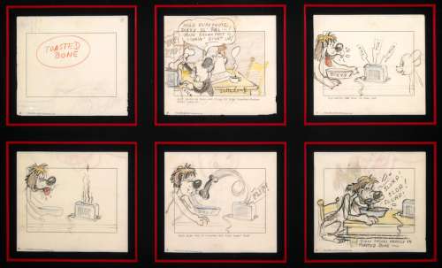 Six Walter Lanz gag storyboards from “Toasted Bone” | Bonhams
