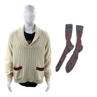 Saltburn Farleigh Start (Archie Madekwe) Screen Worn Knitwear Cricket Jumper, Bermuda T-Shirt & Socks Ch 11 Sc 50,180a | VIP Fan Auctions