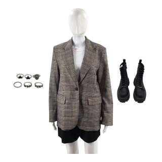 Novocaine Sherry Screen Worn Stunt Double Blazer, Tank Top, Skirt, Boots & 6 Piece Ring Set Ch 3 Stg 2 | VIP Fan Auctions