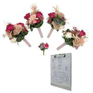 Poker Face Season 2 Wedding Reception Screen Used Boutonniere, (4) Bouquets of Flowers & Clip Board W/ Wedding Planner Ep 211 | VIP Fan Auctions