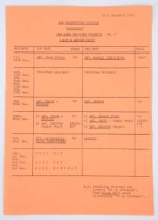 James Bond Octopussy (1983) Shooting Schedule | Ewbank’s