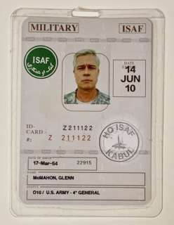 Lot 42 - War Machine (2017) - Brad Pitt (Glen McMahon) Military I.D