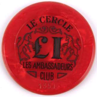 James Bond Dr No (1962) - Le Cercle £1 red casino jeton / chip. Le Cercle jetons and plaques… | Ewbank’s