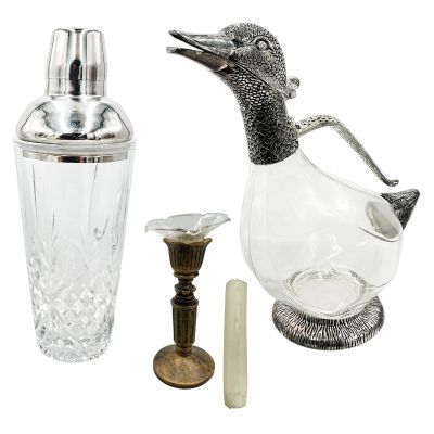 Mythic Quest David Brittlesbee (David Hornsby) Screen Used Martini Shaker, Duck Wine Pourer & Candles, 1 Broken Ep 404 | VIP Fan Auctions