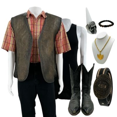 The Wrecking Crew Syndicate Thug #2 Screen Worn Stunt Vest, Shirt, Singlet, Jeans, Belt, Bracelet, Ring, Necklace & Boots Ch 1 Sc 19 | VIP Fan Auctions