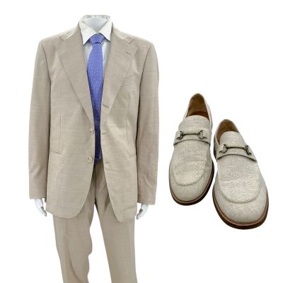 Lot 37: Relationship Goals Jarrett Roy Screen Worn Jacket, Button-Up Shirt, Pants, Tie & Shoes Ch 17 Sc 112 | VIP Fan Auctions