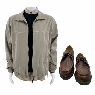 Lot 23: The Drama Charlie Screen Worn Jacket, Sweater, Button-Up Shirt & Shoes Ch 11 Sc 9 | VIP Fan Auctions