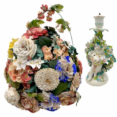 Lot 54: Wuthering Heights Isabella (Alison Oliver) Screen Used Basket Of Flowers & Figurine Candle Holder | VIP Fan Auctions