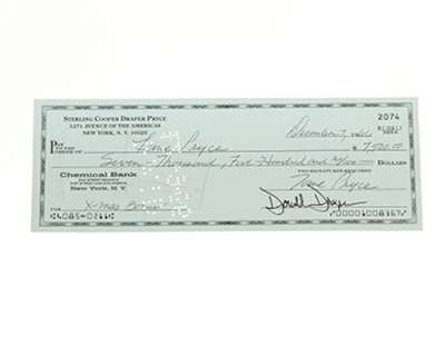 Mad Men | Lane’s Cancelled Check | ScreenBid