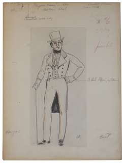 Oscar Winning Costume Designer, Arlington Valles Original Sketch for ’’The Gorgeous Hussy’’ 1936 MGM Film | Nate Sanders
