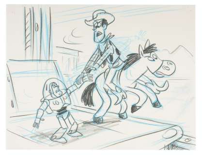 A Woody and Buzz Lightyear “Toy Story 2” Storyboard Panel. | Van Eaton Galleries