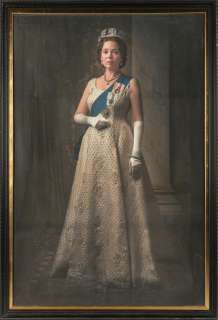 The Crown - Lot 75 - Charlie Cobb (British) Olivia Colman (as the Queen) Season 3, Episode 9, ‘Imbroglio‘Full-length portrait (Together with a framed digital print example (2))