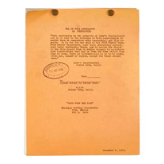 Gone With The Wind: A Dialogue Cutting Continuity Screenplay, Selznick International Pictures, 1939, | Bonhams