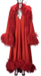 Eva Gabor "Lisa Douglas" Red Silk Feather-Trimmed Peignoir and Cape from Green Acres (CBS TV...