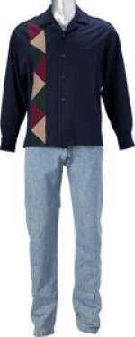 Matthew Perry "Chandler Bing" Wool Shirt Jacket, Blue Jeans, and Printed Costume Sketch from Friends