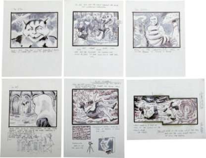 Storyboard and Production Art Assortment from Alice in Wonderland (CBS, 1985).