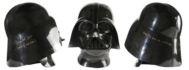 Darth Vader from Star Wars Full Size Prop Replica Helmet (Beckett) Signed by James Earl Jones with Rare ’Voice of Lord Vader’ Character Name & MTFBWY Quote | SWAU