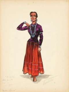 Lot 485 - Travilla costume design sketch for Katy Jurado from Broken Lance