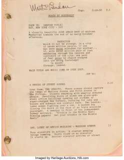 Martin Landau "Leonard" personal shooting script and production ephemera from North by Northwest....
