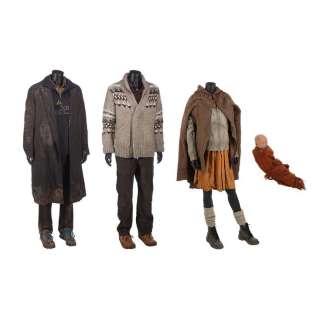 CHILDREN OF MEN (2006) - Lot #984 : Jasper Palmer‘s (Michael Caine) Screen-matched Cardigan and Costume, Theo Faron‘s (Clive Owen) Screen-matched Sweatshirt and Costume, Kee‘s (Clare-Hope Ashitey) Costume and a Prop Baby