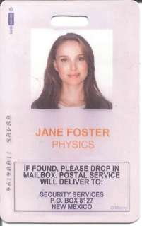 Lot 125 - THOR prop ID card of Natalie Portman used in production of the first film