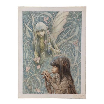 THE DARK CRYSTAL (1982) - Lot #109 : Hand-Painted Brian Froud Gelfling Artwork