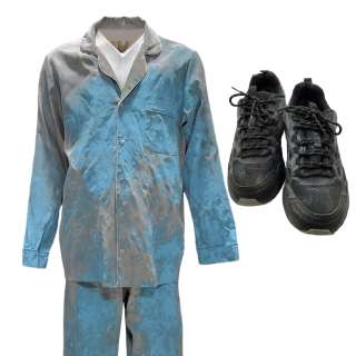 Lot #17: Beau is Afraid Beau Wassermann Screen Worn Stunt Double Button-Up Shirt, Pants, Padded Body Suit & Sneakers Ch 3 Sc 79