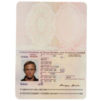 James Bond: Casino Royale (2006) | Lot  320. James Bond’s (Daniel Craig) "Arlington Beech" Passport | Propstore