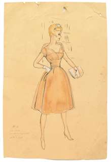A Judy Holliday costume design sketch from "Bells Are Ringing" | Bonhams