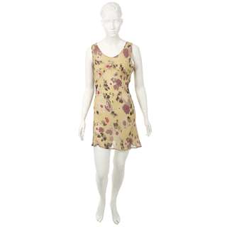 NATURAL BORN KILLERS - Mallory Knox (Juliette Lewis) Yellow Plum Floral Chiffon Bias Cut Gown