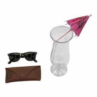 Red One Jack O’Malley Screen Used Drinking Glass, Sunglasses W/ Case & Drink Umbrella | VIP Fan Auctions