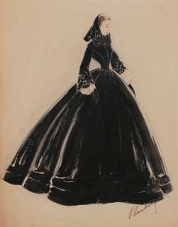 Walter Plunkett costume sketch for Vivien Leigh ’Scarlett O’Hara’ from Gone With the Wind. | Profiles in History